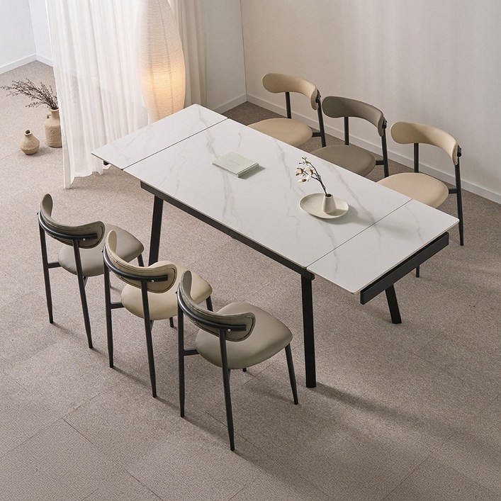 동서가구 캐빈 6인 확장형 포세린 세라믹 식탁세트 (의자6) DF645680