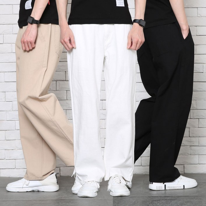 위드진 남자바지 사방슬럽 세미와이드 코튼팬츠 4종택1