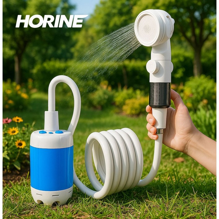 HORINE 휴대용 야외 캠핑 샤워기 무선 샤워펌프