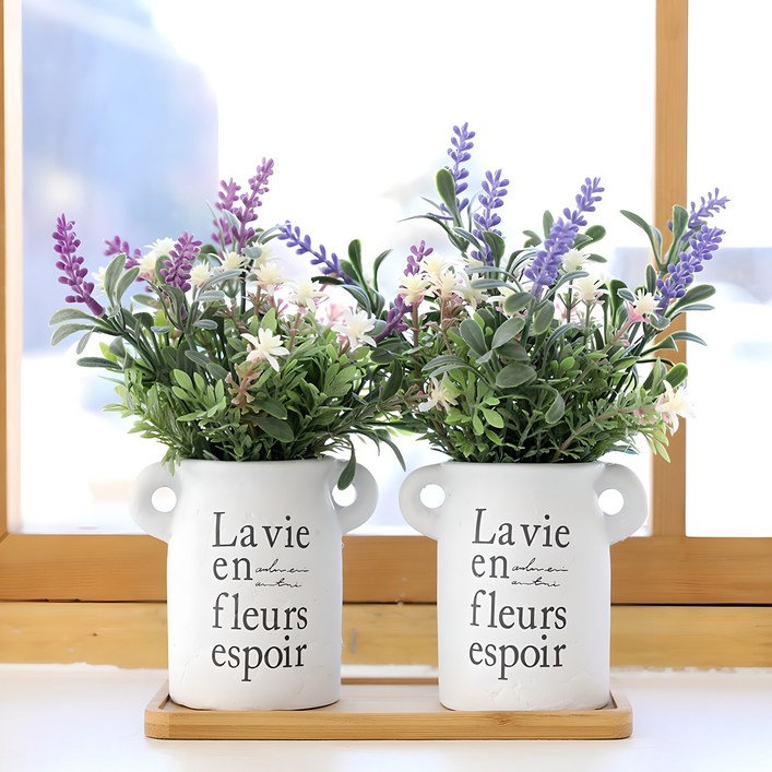 행복한마을 조화 라비에 화분2p +받침