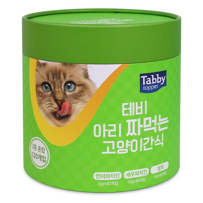 테비 아리 짜먹는 고양이 간식 10g X 120개 3종, 그린참치새우와치킨연어와치킨, 1.2kg, 1개