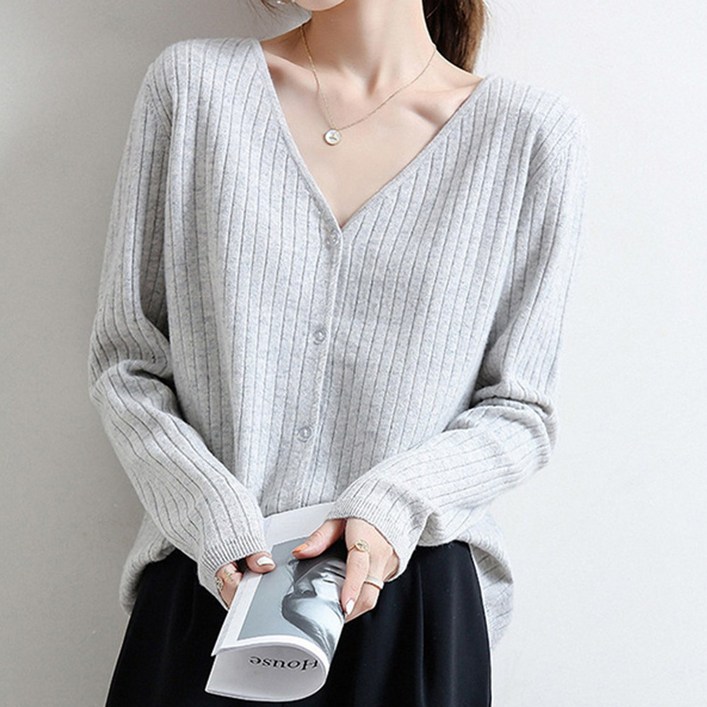 에리페 여성용 베힐리 V넥 골지 니트 가디건