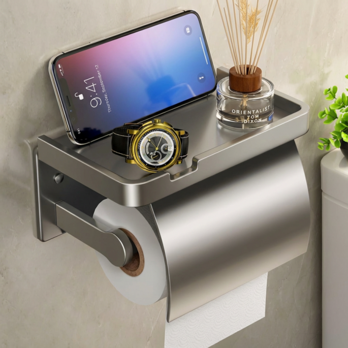 융풍 화장지 걸이 무타공 벽걸이 욕실 휴지걸이 플립형 커버 견고한 스페이스 알루미늄 휴지홀더