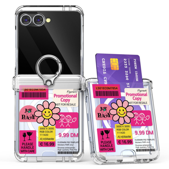 갤럭시Z플립 5 6 7 데이지 라벨 맥세이프 핑거링 카드 투명 하드케이스