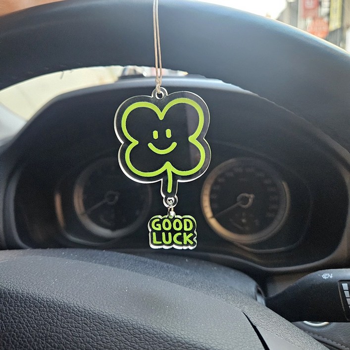 럭키 행운 네잎클로버 차량용 룸밀러 걸이 악세사리 새차 선물 소품