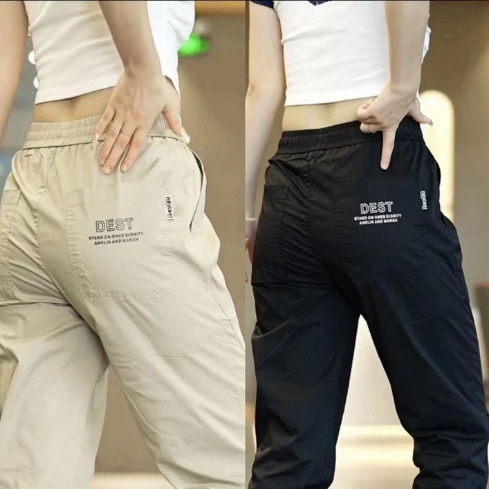 11 여성 카고 팬츠 캐주얼 봄 가을 하이웨이스트 조거 바지 루즈핏 기질 스포츠 카고 팬츠 ZZL