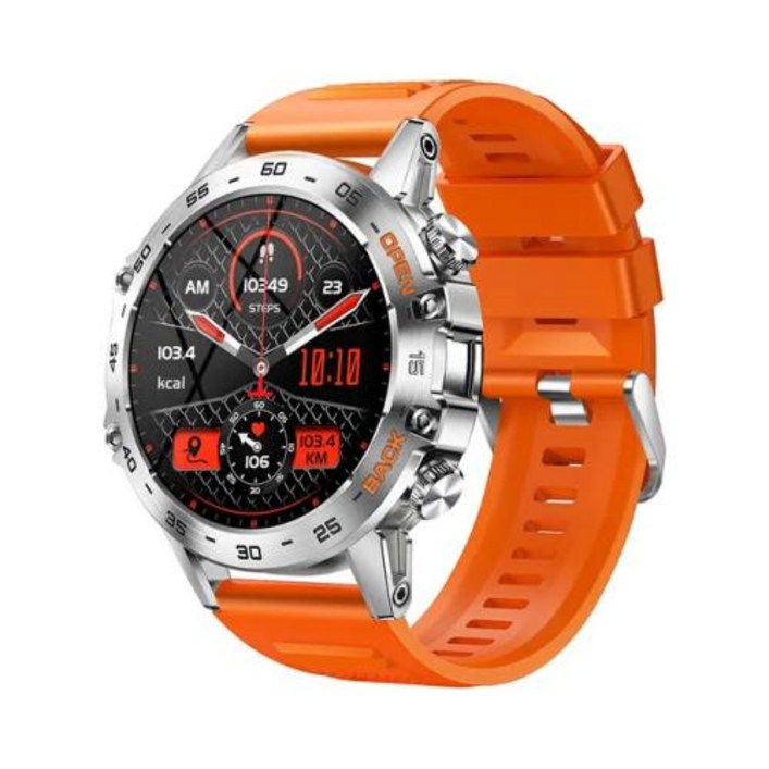MELANDA 스틸 블루투스 통화 스마트 워치 남성 스포츠 피트니스 시계 샤오미 안드로이드 IOS K52 용 IP68, 2 silicone orange