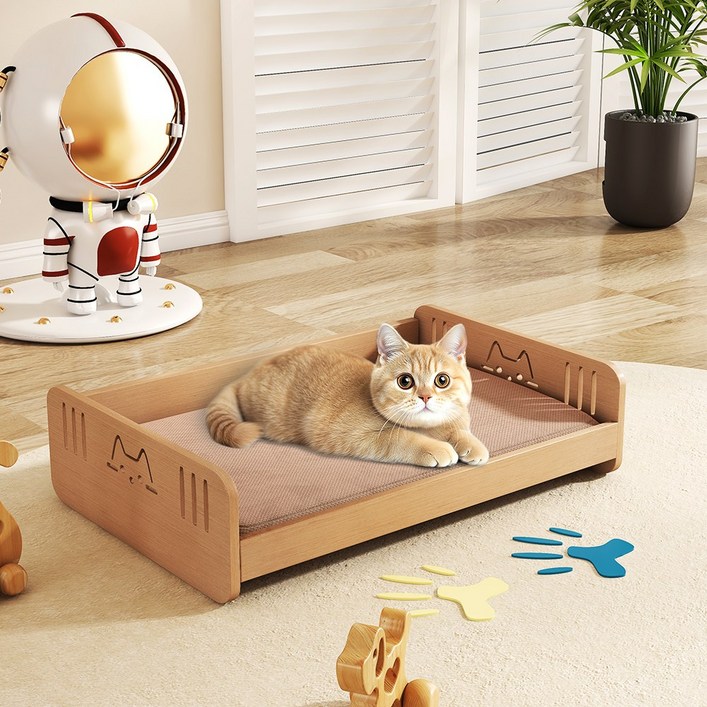 반려공간 심플한 강아지 고양이 고급 원목 침대