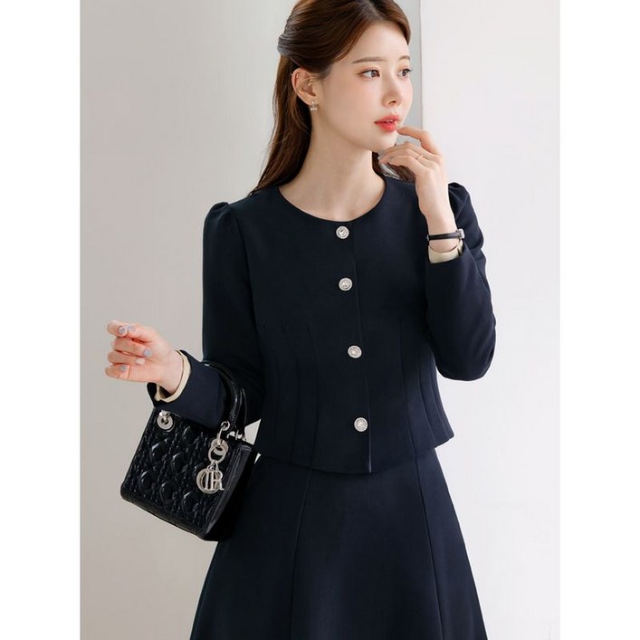 시크라인 XXL까지 노카라 라운드넥 자켓 가을 하객룩 오피스룩 모임룩 격식룩 빅사이즈