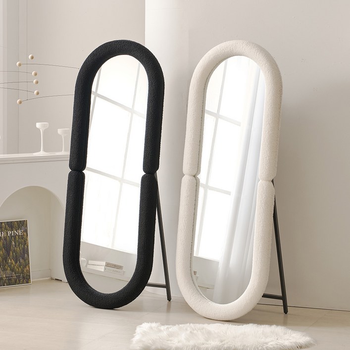 포세 부클레 패브릭 라운드 대형 1600 인테리어 스탠드 전신 거울 2color, 블랙