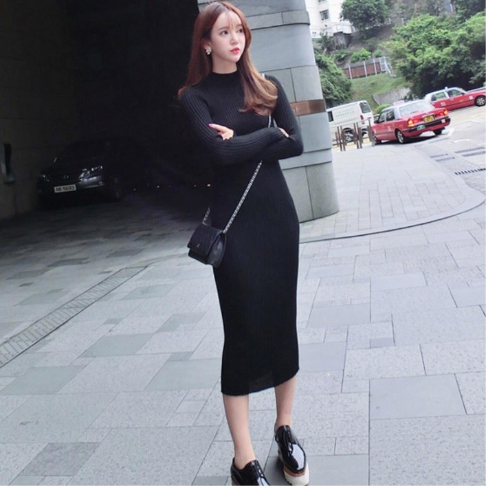 달라붙는 딱붙는 슬림핏 롱 원피스 여행 예쁜원피스