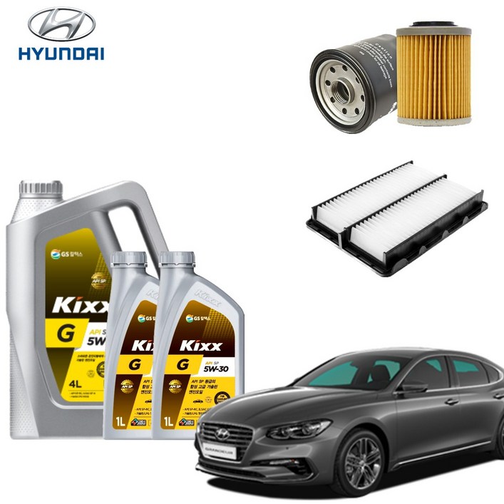 더뉴 그랜저IG 2.5 가솔린 엔진오일세트 킥스G 에어필터 오일필터 순정 호환형, 6L, 5w30, 1세트