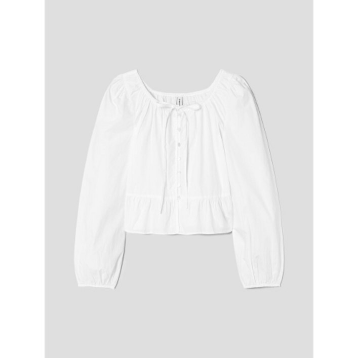 매장정품 에잇세컨즈 8SECONDS 코튼 넥셔링 긴팔 블라우스 화이트 355364LY31 140768