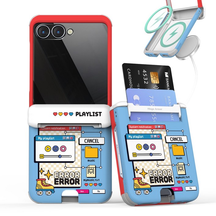 이디즌 갤럭시 Z플립 케이스 맥세이프 지원 레트로 디자인 슬림 카드 2장 수납 힌지보호 충격방지