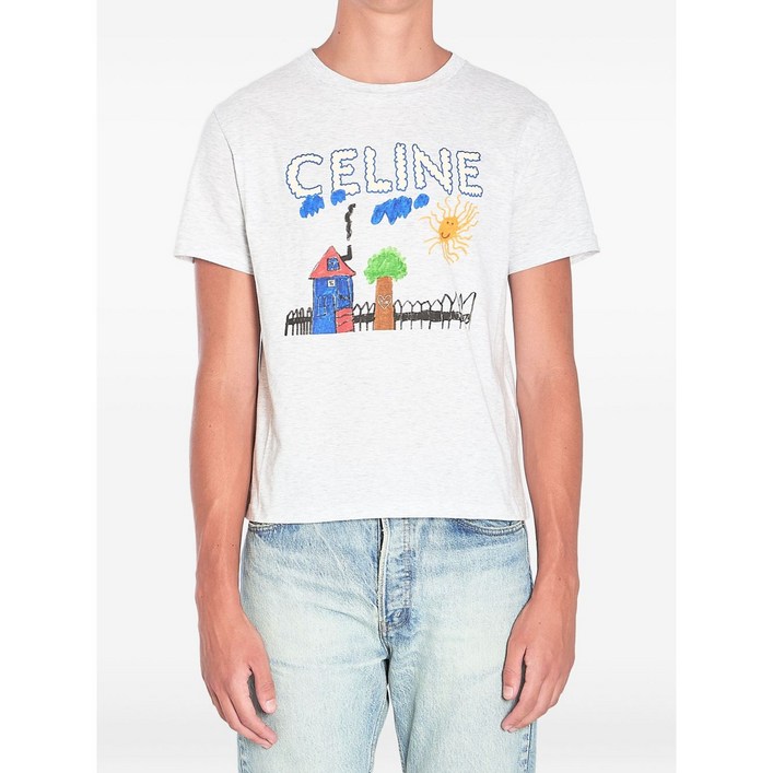 셀린느 크루넥 그래픽 프린트 티셔츠