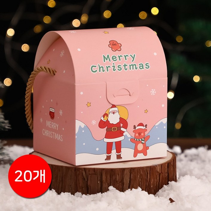알파벳샵 크리스마스 산타 상자 선물 포장 박스 20개, 1set, 2.베이비핑크