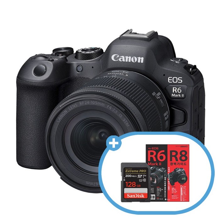 캐논코리아 정품 EOS R6 Mark II 24-105mm 4-7.1 IS STM KIT + 샌디스크 익스트림 프로 SDXC 128GB + 가이드북