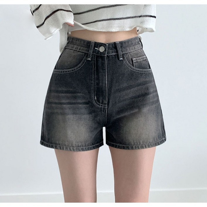 부기샵 여성 데님 숏팬츠 포히 캣워싱 청반바지