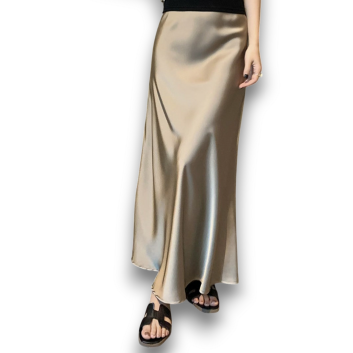 아비토브랜드 머메이드 새틴 롱스커트 고광택 밴딩 실크 롱치마