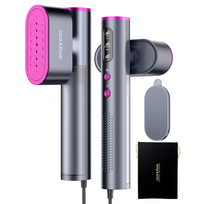 Jack  Rose 핸디형 스탠드 스팀다리미  여행용 휴대용 15초 급속 예열 스팀다리미 2in1 100220V 듀얼 전압  글로벌유럽용 여행 사이즈, Purple, SC001