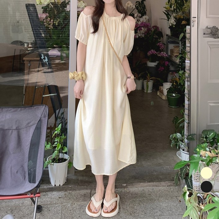 LALABELLE 여성용 원피스 무지 오프숄더 셔링 반팔 로맨틱 휴양지 원피스 LALABELLE 여성용 원피스 무지 오프숄더 셔링 반팔 로맨틱 휴양지 원피스