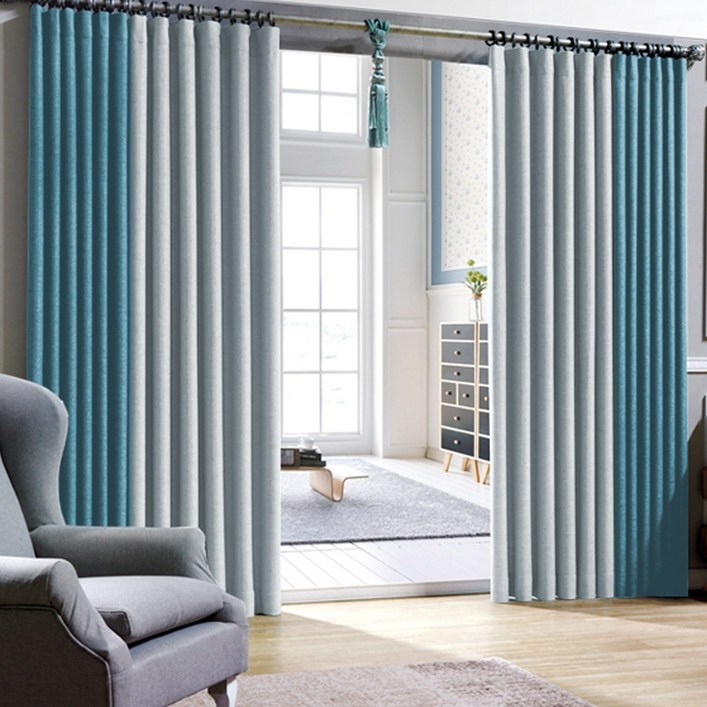 봉텍스 국내생산 투톤암막커튼 핀형 2p