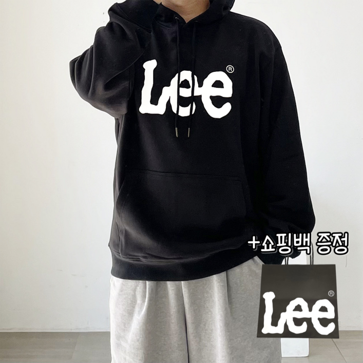 당일출고정품 LEE 리 빅 트위치 로고 후드티 블랙 쇼핑백