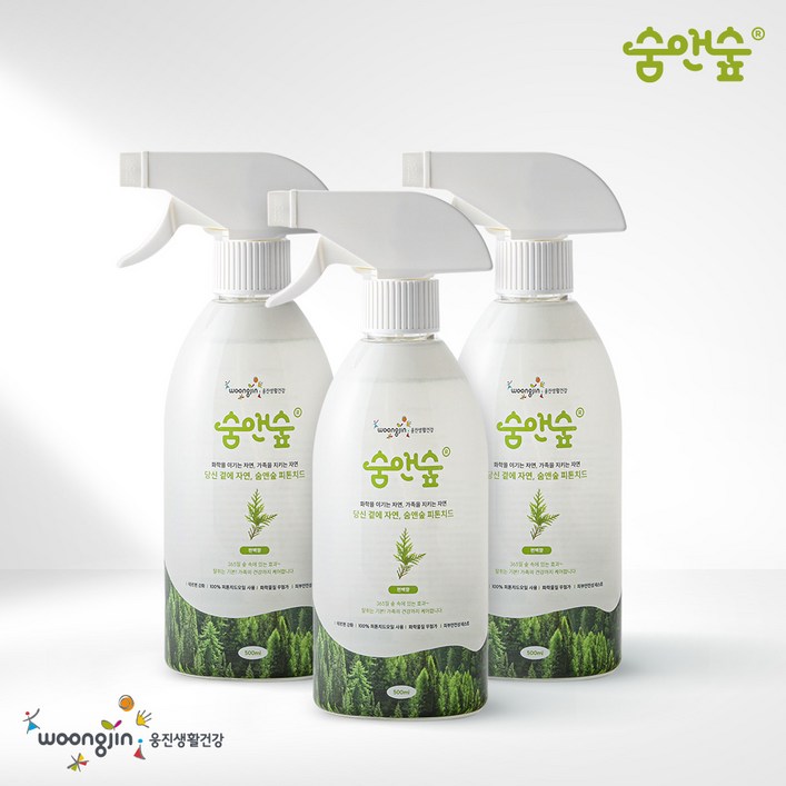 웅진 숨앤숲 피톤치드 룸스프레이 실내 섬유 탈취제 새집증후군 강아지 냄새 제거 500ml 세트, 1세트