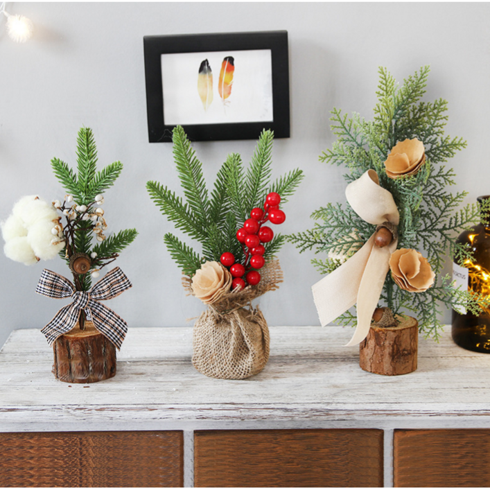 ROOICE 크리스마스 미니  혼합트리 실내 소형 장식트리 세트 스티커 증정SDSMF-7