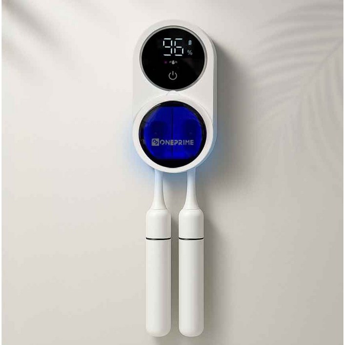원프라임 2인용 커플 칫솔 살균기 OP702 UVC  자외선살균 소독기 팬드라이 건조기 벽걸이용
