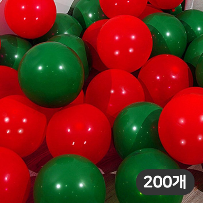 파티지로켓 크리스마스풍선  산타 루돌프 트리 크리스마스가랜드 크리스마스파티 크리스마스풍선세트, M03라텍스풍선200개 그린100 레드100