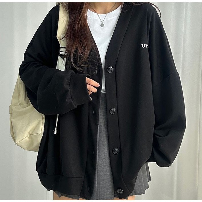 [단독상품] 유스히얼 레터링 오버핏 가디건 핏보장 학생 교복가디건 오버핏가디건 봄가디건 간절기 스쿨룩가디건 봄자켓 빅사이즈 MD추천