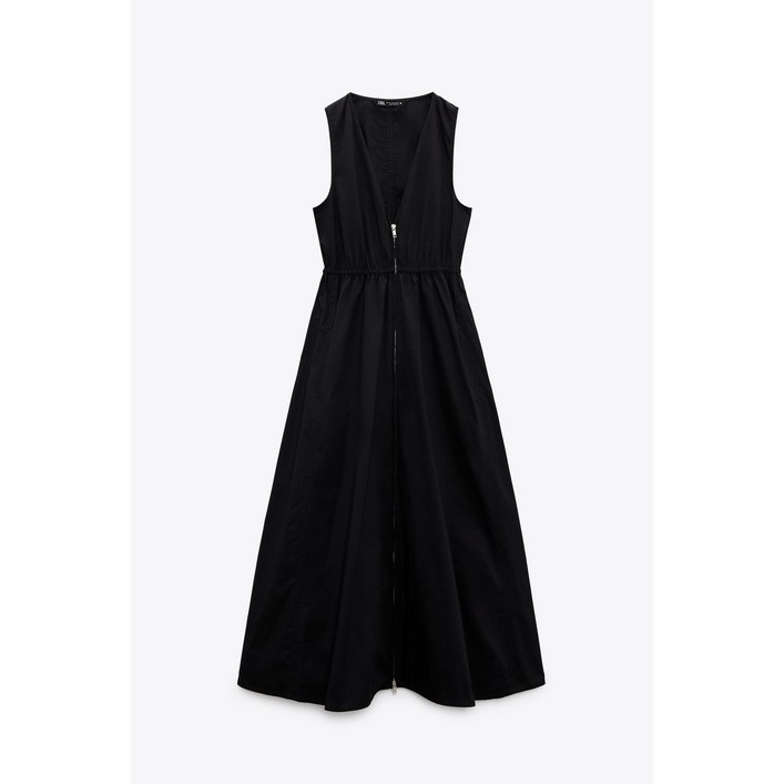 자라 ZARA 여자나시원피스 집업 브이넥원피스 블랙   09H0306