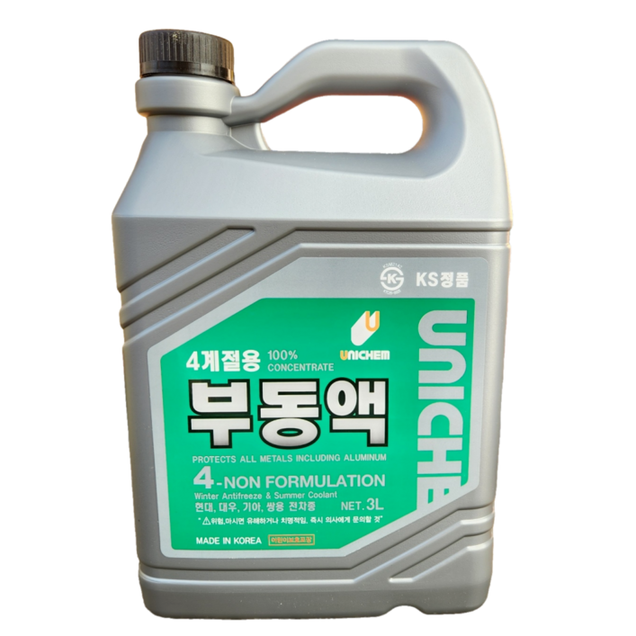 유니켐 부동액 3L 사계절용 냉각수 동결방지 부식방지 말통 업소용 자동차용 전차종