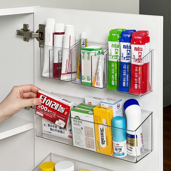 루시아이 공중부양 붙여쓰는 투명 약정리함 칸막이형 3개+일반형 1개, 칸막이형3개+일반형1개,투명, 1세트