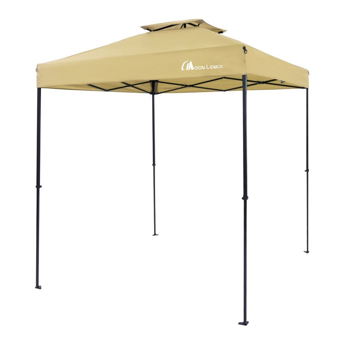 MOON LENCE 원터치 타프 사각 캠핑 타프 방수 타프 그늘막 타프 시스템 파고라 3단 고도 조절 자외선 차단 UPF50 조립 간단 UV타프막 스틸프레임, 베이지