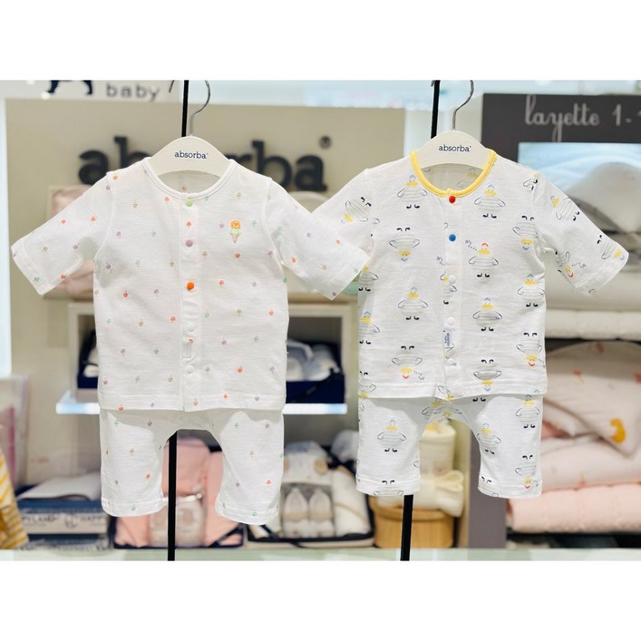 압소바 가볍고 편한 유아 내의 , 실내복  25년 뱀띠임신출산선물더기 7부 내의올리 7부내의 2벌세트1A2B10382백IVORY25년SS 따뜻하고 귀여운 신생아 선물