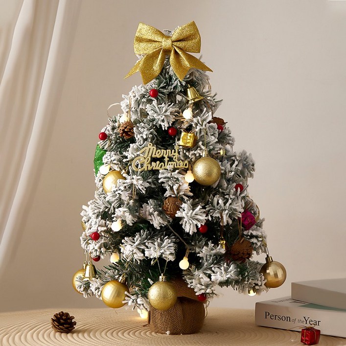 LED 미니 크리스마스 트리 장식 세트 소형 원룸 거실 책상 포인트 연말 분위기 낭만 인테리어