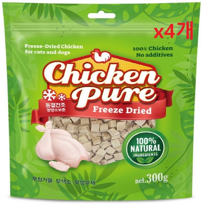 치킨퓨어 동결건조 치킨큐브 300g 고양이간식 강아지간식, 300g, 4개