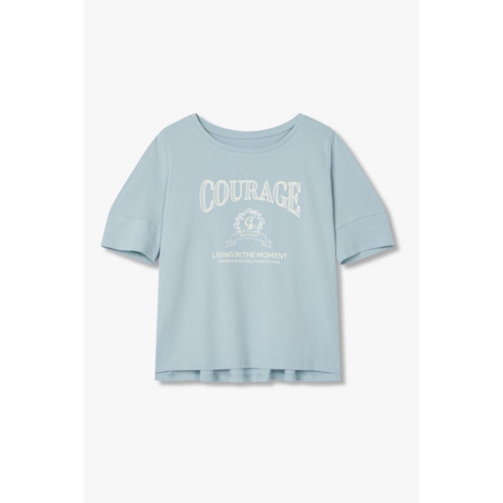 gcut 지컷 7255240112 턱 슬리브 월계수 자수 티셔츠