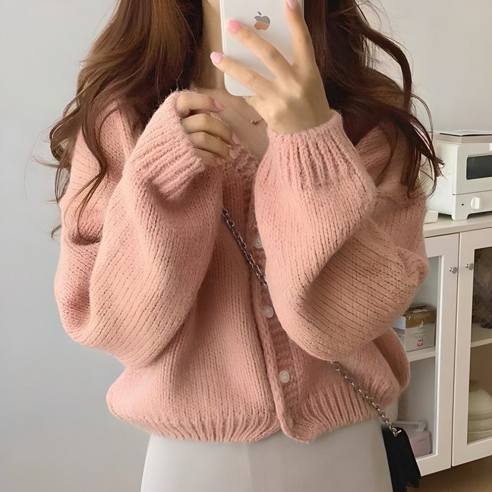 피어니스트 여성용 스웨터 루즈핏 니트 가디건