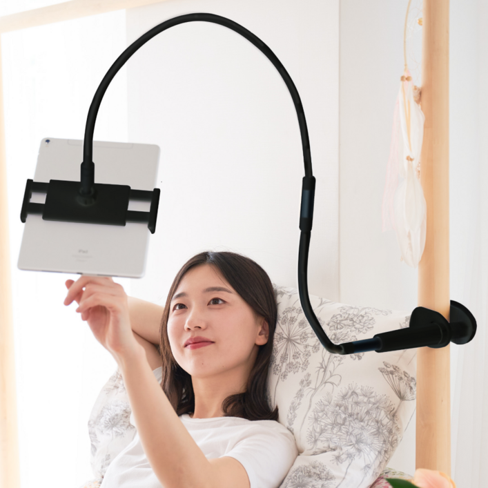 이코노미쿠스 누워서 자바라 침대 핸드폰 거치대 고정대 걸이 받침대, 1개, 120올블랙