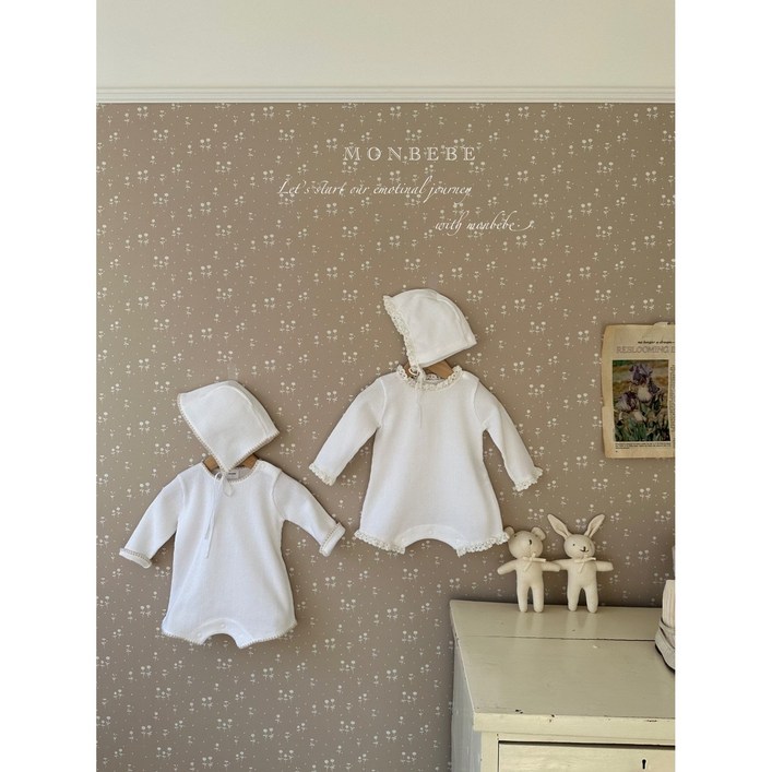 (바로배송 세일)몽베베 멜로 와플슈트 보넷세트 봄 뉴본 신생아 백일 돌아기 출산선물