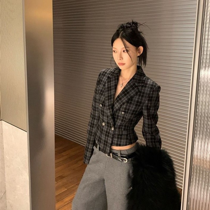 캐주얼 여성 블레이저 자켓 빅사이즈 슬림핏 크롭 자켓 숏 정장 코트 봄 가을 여자 자켓 긴소매 아우터 YSQ