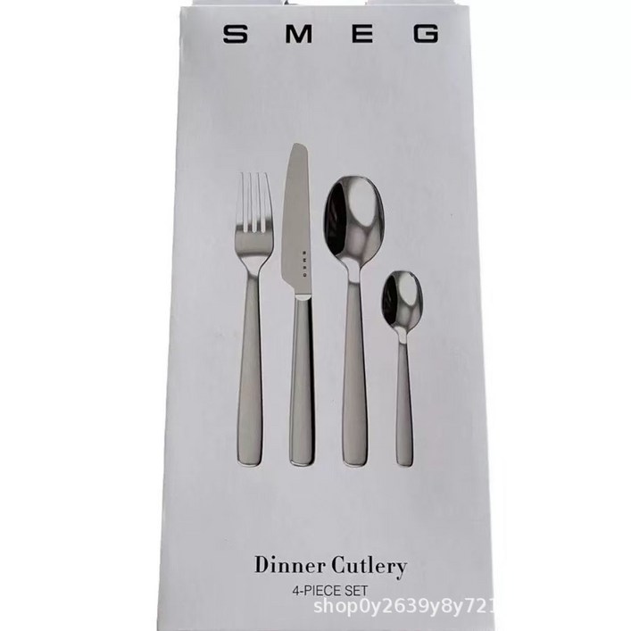 4 스테인레스 스틸 커트러리 세트 테이블 나이프 포크 디저트 스푼 및 티스푼 은제품 키트