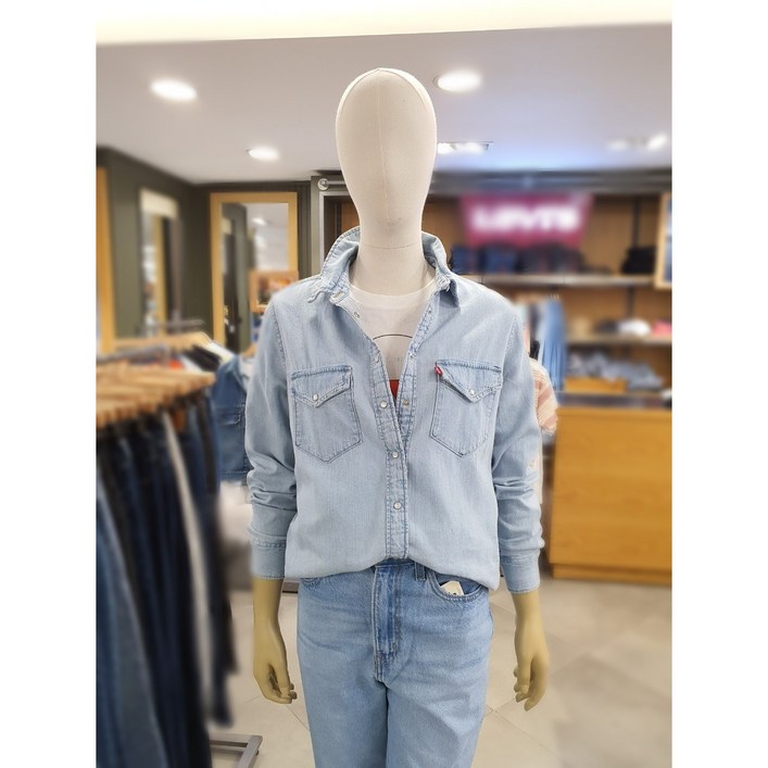 리바이스 여성 데님셔츠 에센셜 웨스턴 청남방 167860018AN