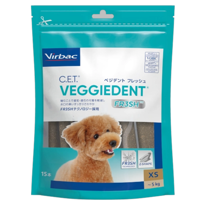 버박 C.E.T 베지덴트 후레쉬 덴탈껌 구강/치석관리 소형견 비건 개껌 XS, 15개, 120g, 8g, 15개, 조단백질