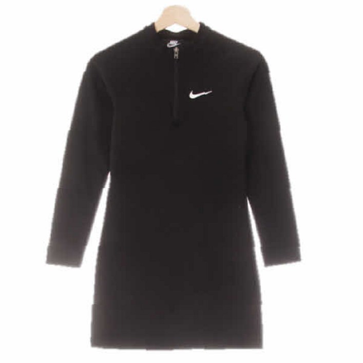 9078 NIKE블랙 면혼방 나그랑반집업로고원피스 S