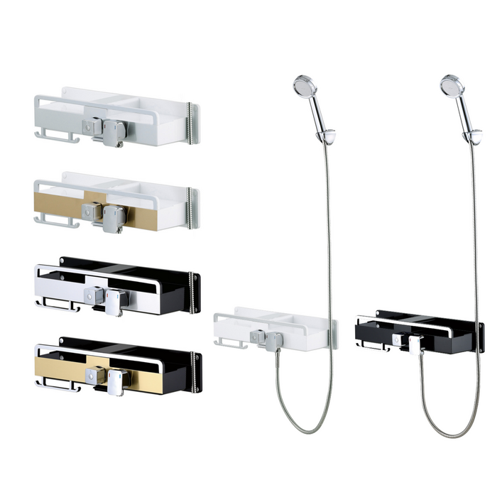 바스럽 국산 심플 무타공 선반형 샤워기 설치 영상 포함, 화이트실버, 1개