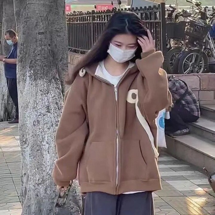ANYOU 후드티 여성 가을 겨울 루즈핏 긴팔 티셔츠  클래식 후드티 여성 맨투맨 후드 기모
